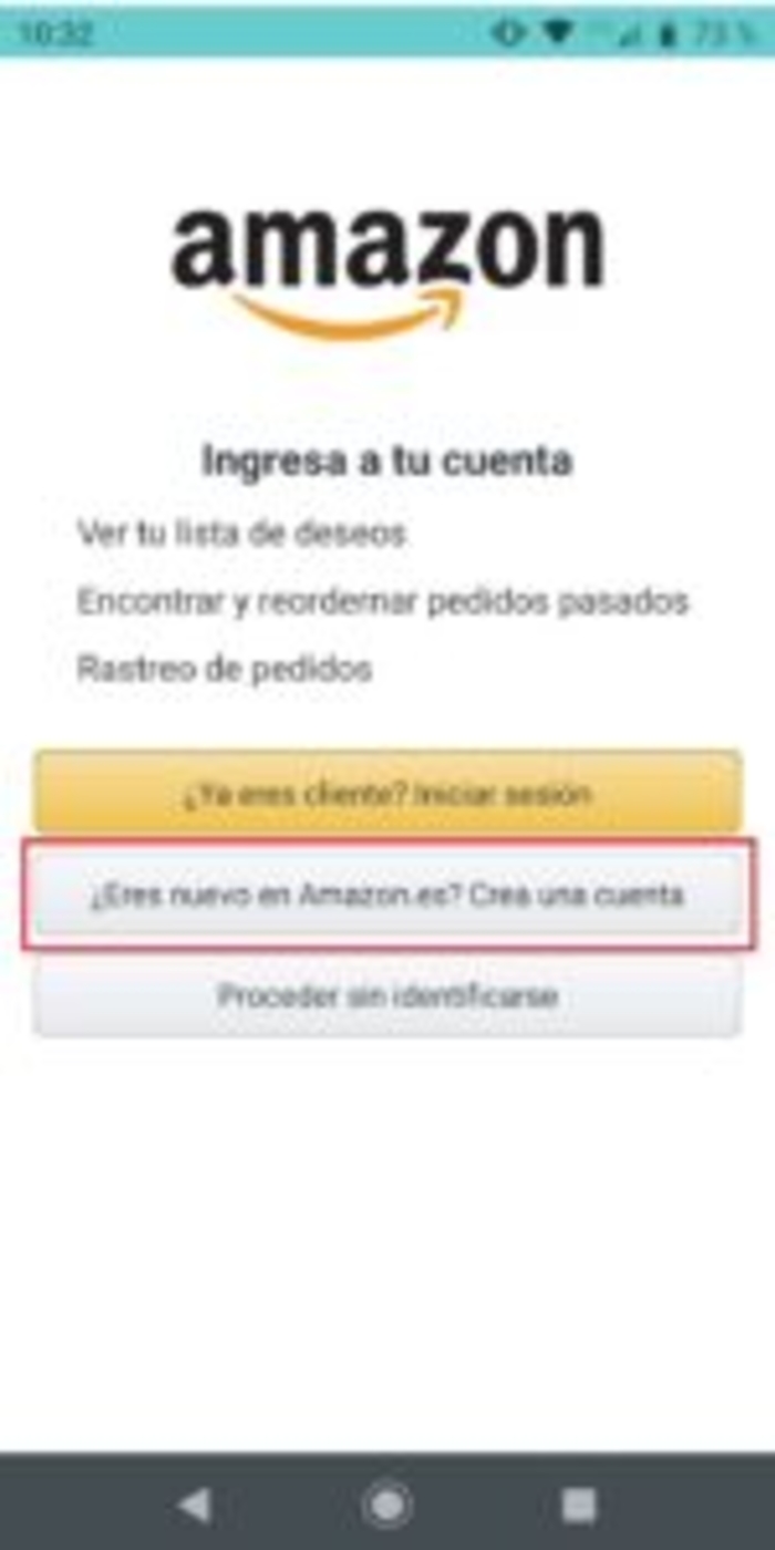 Cómo crear una cuenta en Amazon - Crear una cuenta en Amazon desde el móvil